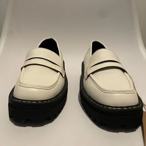 Cool Planet Cream Loafers with Chunky Black Soles